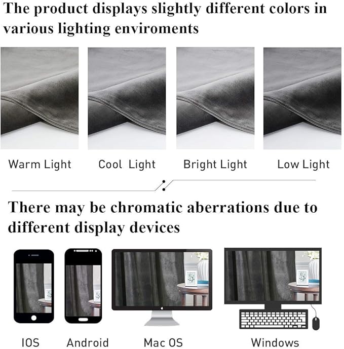 StangH Grey Curtains 105 inches, Back Tab Velvet Blackout Thermal Insulated Curtain Panels, Elegant Heavy Duty Drapes for Living Dining Room/Patio, W52 x L105, 2 Panels