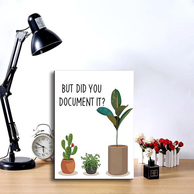 Ploceiny Funny wall decor But Did You Document It home decor Sign Decorative Home Office wall art Rustic Farmhouse Square Desk Decor for Shelf poster office desk accessories desk organizer A-379