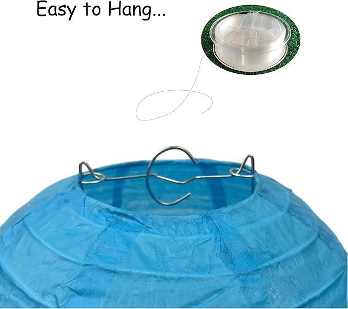 Handmade Decorative Chinese Japanese Hanging Paper Lanterns 24pcs Assorted Sizes 6", 8", 10", 12" Mixture Colors Decoration for Home, Weddings and Parties Lanterns (All Sky Blue)