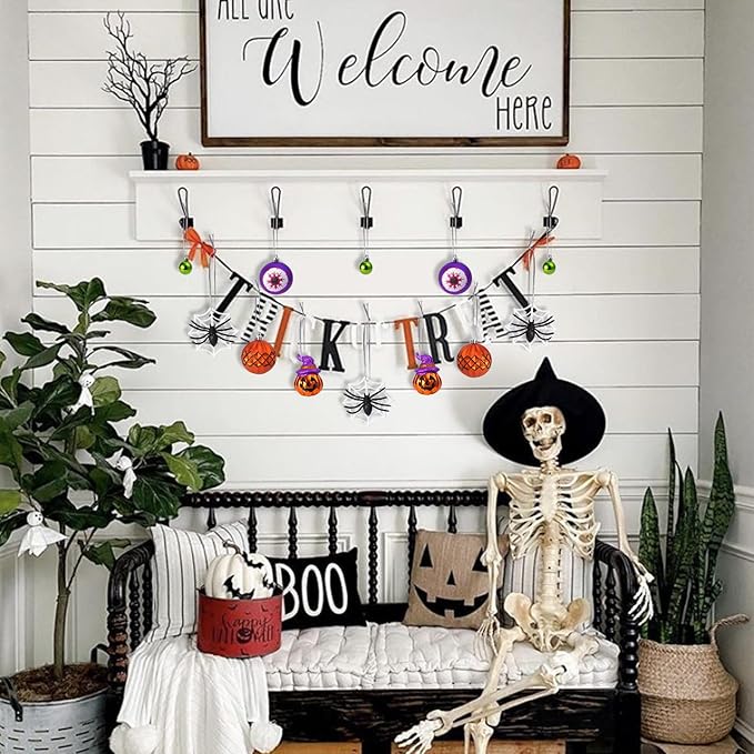 42PCS Halloween Ornaments Tree Decorations, Shatterproof Hanging Ball Set with Ghost Pumpkin Spider Bat Web Designs, Hanging Ball Ornaments for Small Halloween Tree, Holiday Party Indoor Home Decor