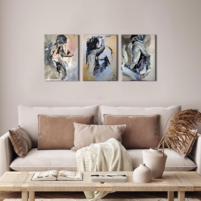 Sexy Wall Art Abstract Wall Decor Couples Bedroom Decor Watercolor Sexy Woman Man Pictures Canvas Pints Master Room Paintings Posters Modern Emotional Artwork Home Bathroom Decorations 12x16” 3Pcs