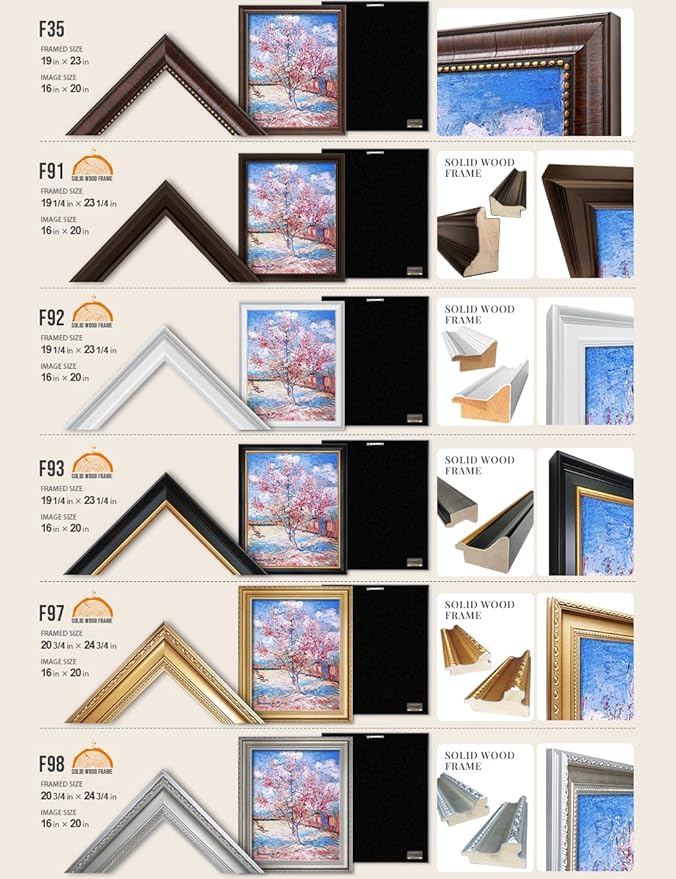 DECORARTS - Reminiscence of Mauve - Vincent Van Gogh Giclee Prints w/Antique Brown Frame for Wall Decor. Picture Size: 16x20, Total Size w/Frame: 19x23