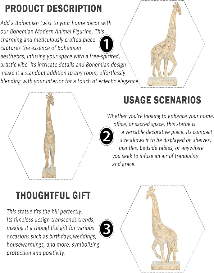 Boho Giraffes Statues Modern Art Sculpture Home Decor Ornaments for Bedroom, Office Living Room, Desktop, Cabinets