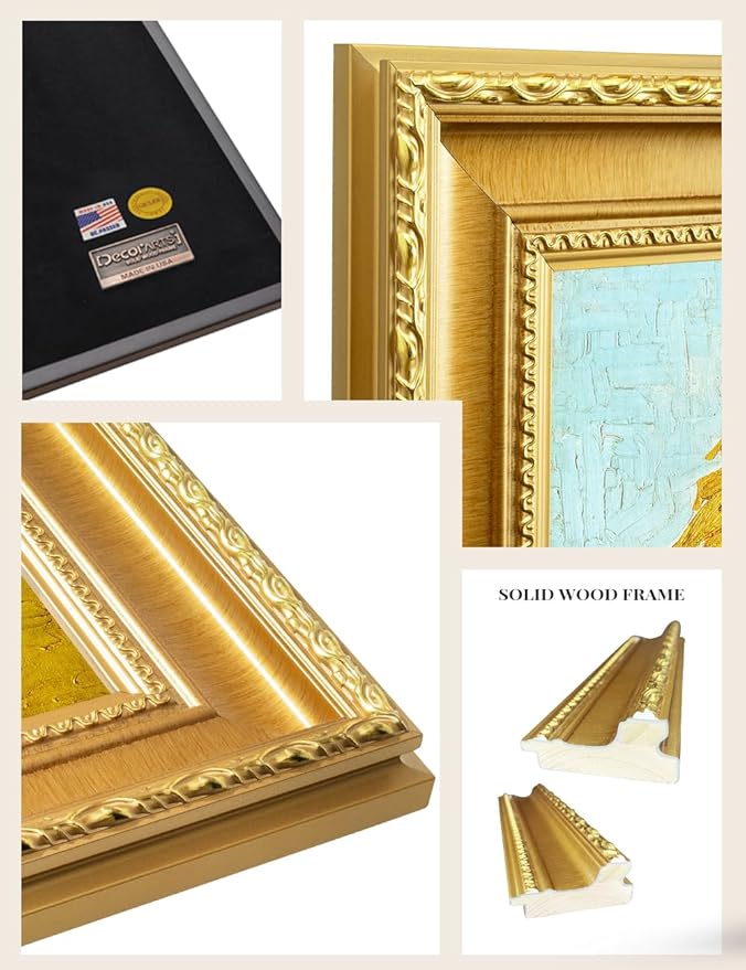 DECORARTS - Twelve Sunflowers by Vincent Van Gogh. Giclee Print on Acid-Free Canvas in Gold Solid Wood Frame. Picture Size: 16x20, Total Size: 24.75x20.75, Made in USA