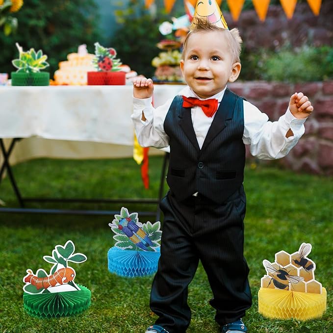 9 Pcs Summer Bugs Party Decorations Bug Themed Honeycomb Centerpiece Insect Table Toppers for Baby Shower, Birthday Supplies