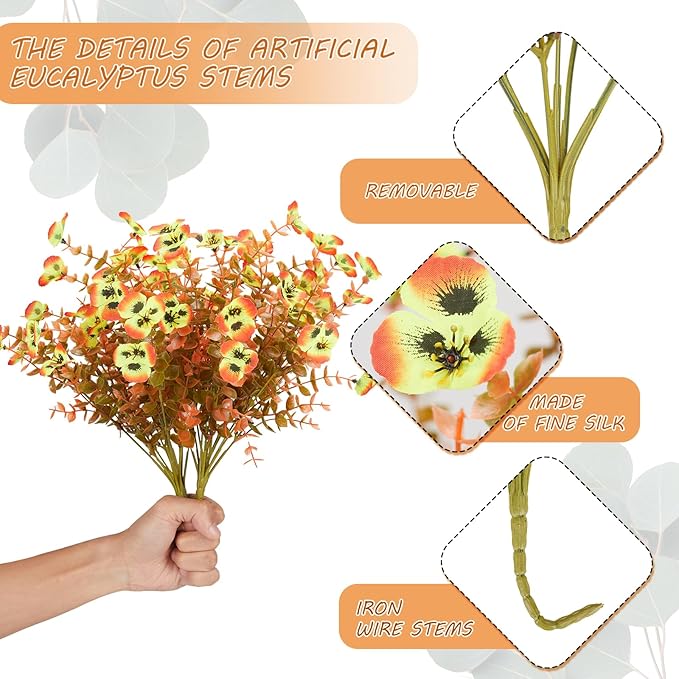 Artificial Fall Flowers for Decoration Fake Flowers Outdoor Artificial Plants, 20 Bundles Faux Mums Autumn Plastic Flower UV Resistant for Porch Patio Home Yard Garden Window Box Pot Planters