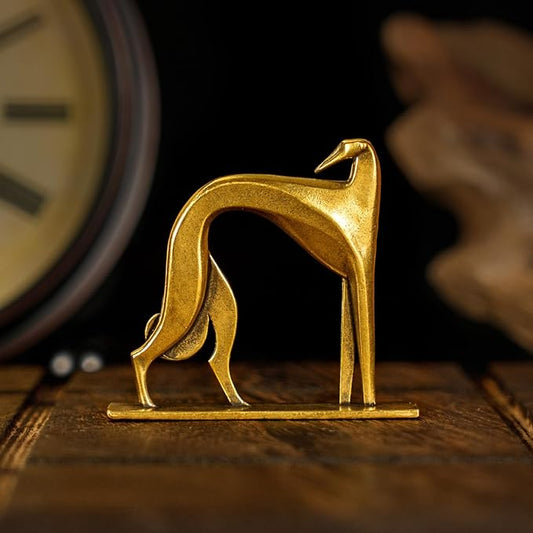 Retro Handcrafted Cubist Artistic Dog Sculpture - 100% Solid Brass Muscular line Front and Elegant Back Design | Collectible Modern Art Decoration | Finishing Touch for Home and Office Scenes