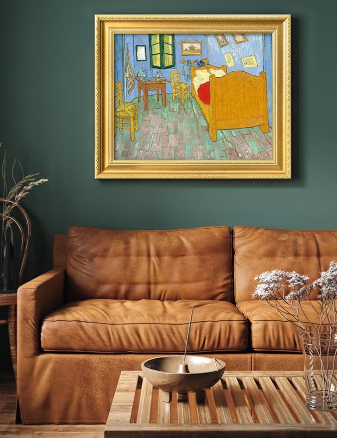 DECORARTS - Bedroom in Arles (Third Version) by Vincent Van Gogh. Giclee Print on Acid-Free Canvas in Gold Solid Wood Frame. Picture Size: 20x16, Total Size: 24.75x20.75, Made in USA