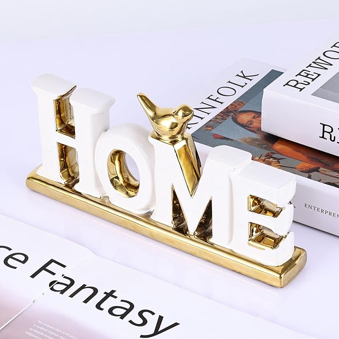 XMGZQ White and Gold Decor for Living Room Bedroom Bookshelf Coffe Table, Home Sign Aesthetic Statues Boho Wedding Accents Decorations, Knick Knacks Home Decor for Shelves,Living Room,Bedroom,Desktop