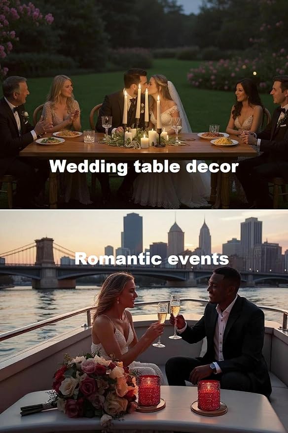 VENTA Flickering Flameless Candles With Remote Control - Led Candles Battery Operated - Battery Operated Candle For Decoration Table, Timer & Dimmer Features, Set - 2Pcs (4",5") (Ivory Dotted Glass)