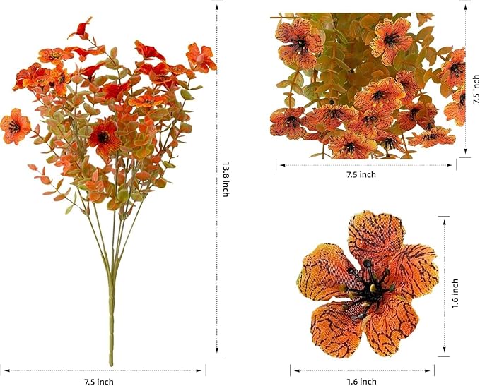 Artificial Fall Flowers for Outdoor Indoor Garden Home Decoration, 12 Bundles Faux Flower Daisy with Eucalyptus UV Resistant for Front Door Porch Patio Yard Balcony Autumn Decor