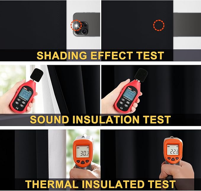 Yakamok 100% Blackout Curtain Panels 84 inches Cold and Light Blocking Drapes for Nursery, 2 Thick Layers Thermal Insulated Draperies (2 Pieces, 40 Wide Each Panel, Black Front with White Backing)