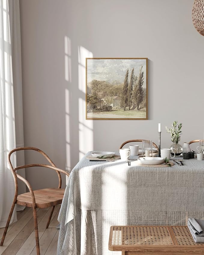 InSimSea Square Framed Canvas Wall Art, Gardens Classical Scenery Paintings, Rustic Gardens Wall Pictures for Bedroom Bathroom Living Room, Canvas Prints Artwork, Vintage Home Decor 16"x16"