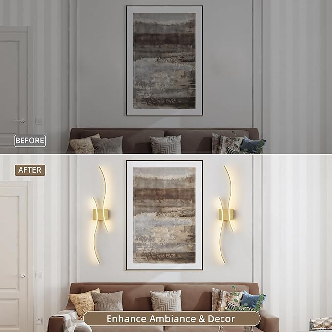 Battery Operated Wall Sconce Set of 2, Dimmable Modern LED Rechargeable Wall Light with Remote Control, Wall Decor for Living Room, Hallway, Quick Install, No Electrician Required