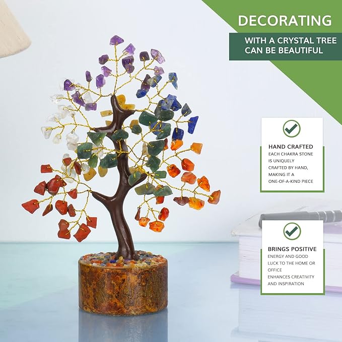 NARIBABU Seven Chakra Crystal Tree for Positive Energy - Gem Tree Gifts for Women - Home Office Decor Good Luck Positive Energy Gifts