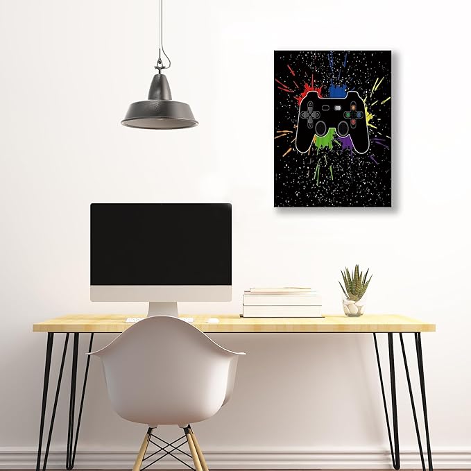 Game Room Decor Gaming Graffiti Wall Art Gamepad Painting Banksy Canvas Wall Art Pop Art Wall Decor Ready to Hang 12x16 Inch