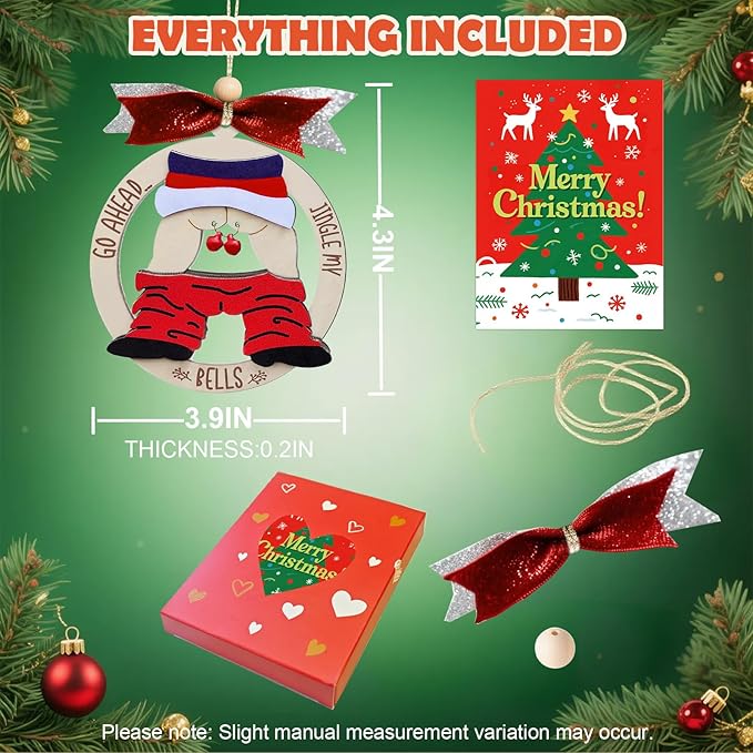 Funny Santa Christmas Ornament - Naughty Wooden Tree Decor for Adults, Perfect for Dirty Santa/White Elephant/Yankee Swap