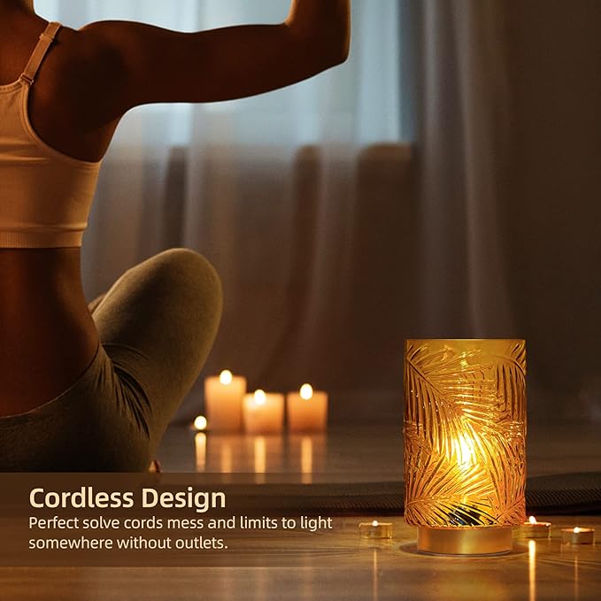 Battery Operated Table Lamp, Cordless Lamps for Home Decor, Battery Powered Nightlight with LED Bulb with Timer, Decorative Lights for Living Room Bedroom Tabletop Entryway Centerpiece Gift(S Yellow)