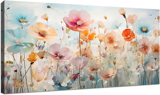 Tucai Decor Floral Canvas Wall Art Colorful Poppies Flower Painting on Canvas Artwork for Living Room Bedroom Decor 58W x 30H inches