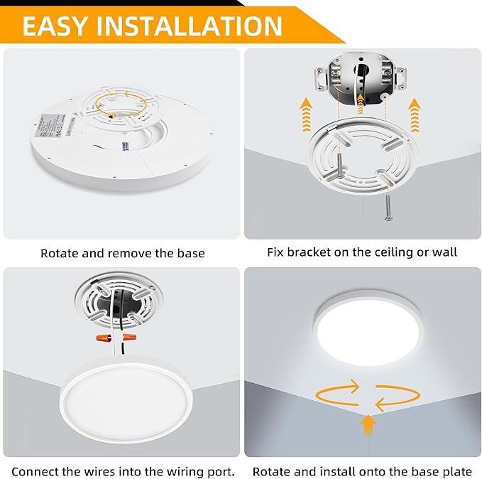 Hlite 6pack 9 Inch Flush Mount LED Ceiling Light Fixture,18W 1800LM Super Slim Light Fixtures Ceiling Mount 3000K/4000K/5000K 3CCT Selectable,Ceiling Light Fixtures for Kitchen,Bedroom (White)