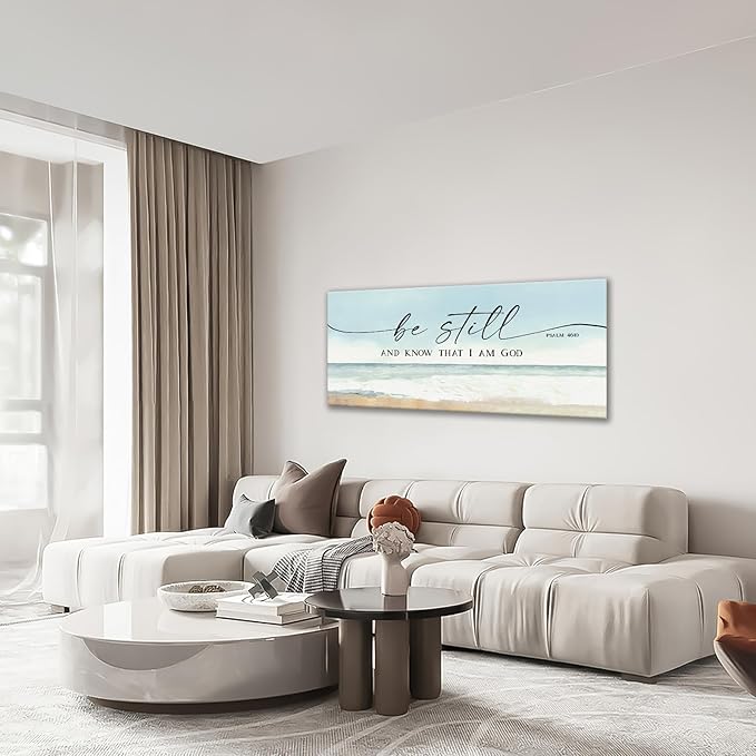 Large Christian Wall Art Be Still and Know That I Am God Pictures Wall Decor Bible Verse Psalm Canvas Painting Print Modern Home Decor Artworks Framed for Living Room Bathroom Master Bedroom 60"x30"