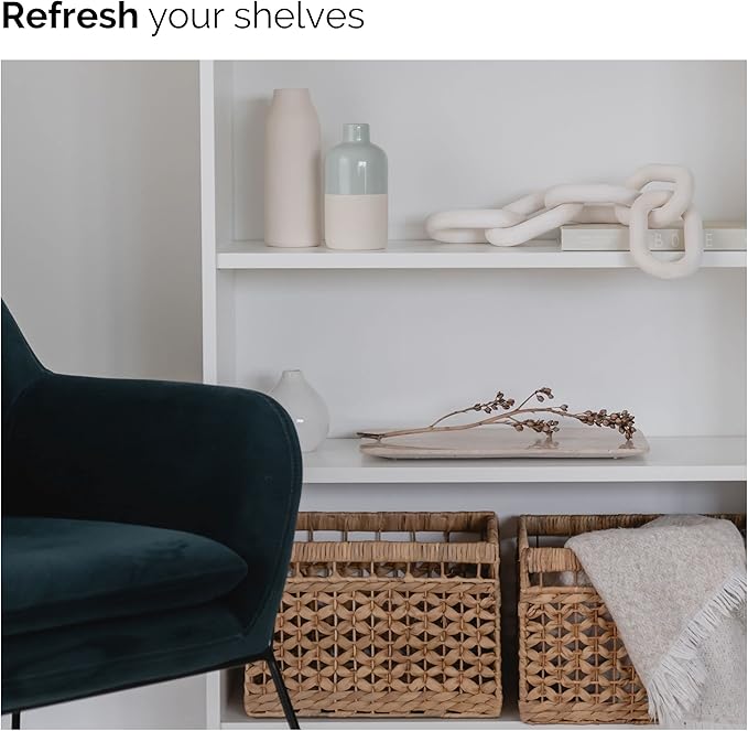 Wood Chain Link Decor - White Wooden Decorative Objects for Shelves, Coffee Table Sculpture, Book Shelf Accessories, Modern Shelf Decor Accents, Console or Entryway Table Decorations