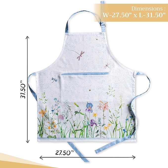Maison d' Hermine 100% Cotton Apron for women with Pocket Kitchen Chef Apron for Men Cooking Gardening Server Waitress