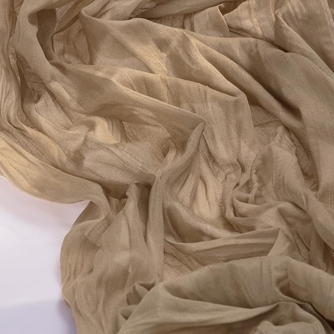 Socomi 3pcs Nude Brown Cheesecloth Table Runner Fall Thanksgiving Boho Rustic Gauze 120 inch 10FT Cheese Cloth Runner for Wedding Party Baby Shower Birthday Home Decor Holiday Decorations