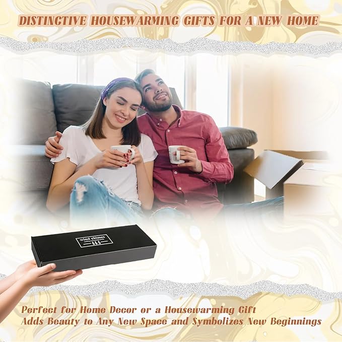 House Warming Gifts for New Home, Housewarming Wind Chime for Outside, Gift Ideas, Housewarming Ornament for House, Couple, Women, Men (Gold)