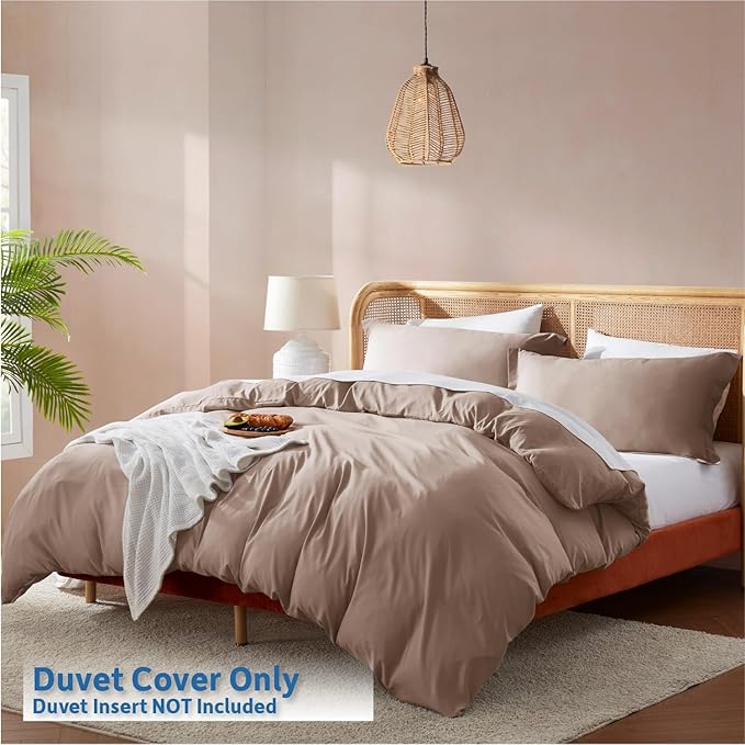 Nestl Khaki Duvet Cover Full Size - Soft Double Brushed Full Size Duvet Cover Set, 3 Piece, with Button Closure, 1 Duvet Cover 80x90 inches and 2 Pillow Shams