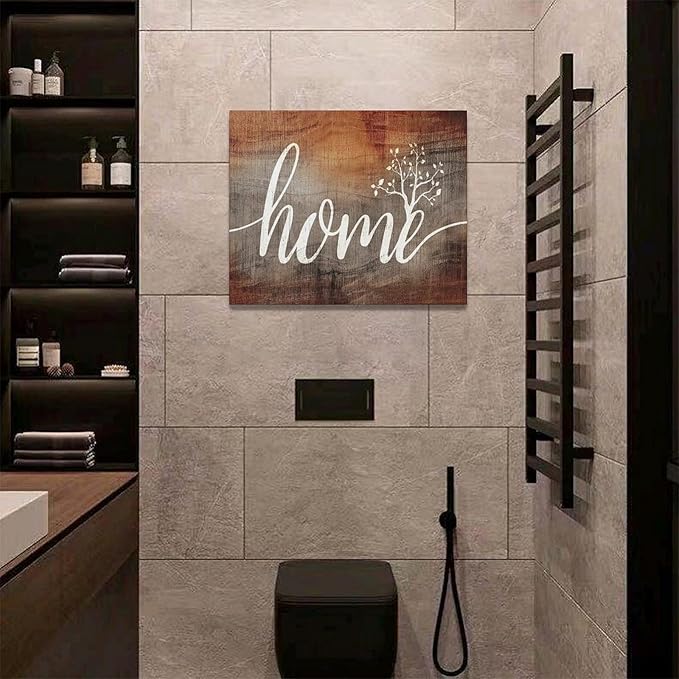 Large Farmhouse Home Wall Art Home Word Sign Pictures Wall Decor Rustic Home Quotes Canvas Painting Print Modern Family Decor Artwork Framed for Living Room Bathroom Master Bedroom Dining room 20"x16"