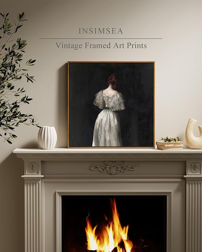 InSimSea Square Framed Canvas Wall Art, Large Decor Seventeenth Century Lady Portrait Paintings, Classical Women Wall Pictures for Bedroom Bathroom, Canvas Prints Vintage Decor 20"x20"