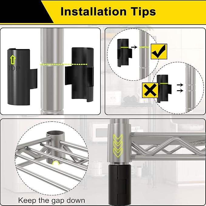 GIOTORENT 8-Wire Garage Shelving Storage Shelves, Kitchen Storage Adjustable Shelf, Metal Shelves 1600Lbs Capacity 24" W x 14" D x 72.2" H for Laundry Bathroom Pantry Closet, Silver