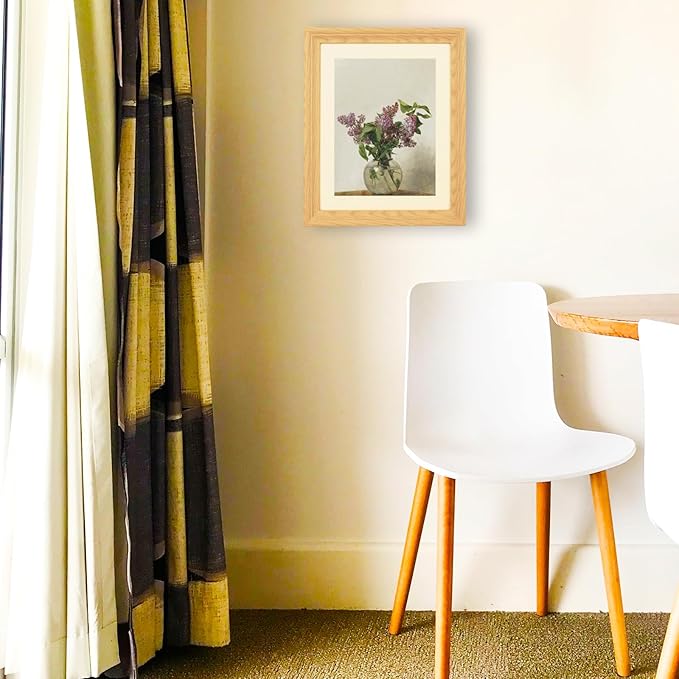 Brivoria Framed Canvas Wall Art Vintage Decor, Delicate Lilac Blossoms in Glass Vase Classical French Country Painting Prints for Bedroom Entryway Kitchen Hallway Decor, 13"x16"