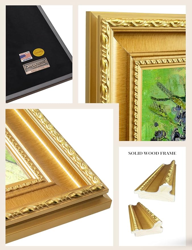 DECORARTS - Red Poppies and Daisies by Vincent Van Gogh. Giclee Print on Acid-Free Canvas in Gold Solid Wood Frame. Picture Size: 16x20, Total Size: 24.75x20.75, Made in USA