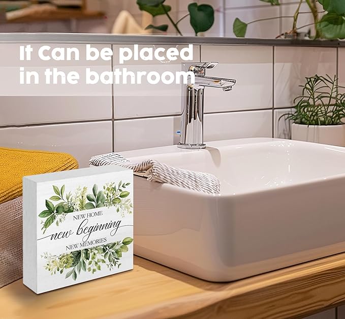 House Warming Gifts, New Home Signs for Home Decor, New House Gifts for Couple, Housewarming Desk Decorations 5x5 in