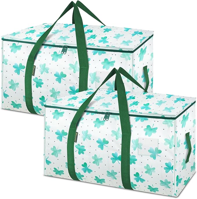 BALEINE 2-Pack Oversized Moving Bags with Reinforced Handles, Heavy-Duty Storage Tote for Clothes, Moving Supplies (Clover, 2-Pack)