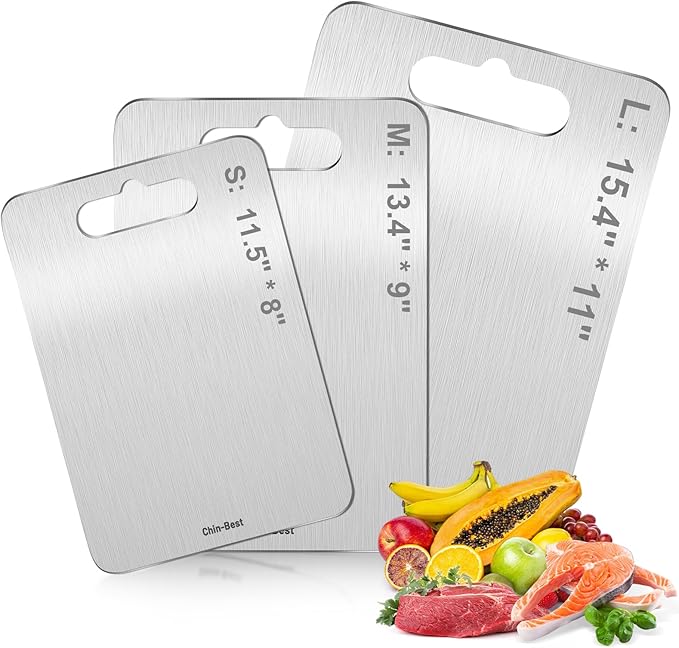 Titanium Cutting Boards For Kitchen, Double-Sided Food-Grade Kitchen Stainless Cutting Board, Non-Toxic & Non-Slip, Dishwasher Safe, Ideal For Indoor, Outdoor, Camping & Bbq Parties, S 11.5" * 8"
