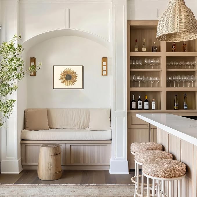 RETRART Vintage Sunflower Wall Art, Antique Sunflower Sketch Art - Botanical Drawing - Summer Farmhouse Decor, 8" x 10" Unframed Canvas Prints for Bedroom Living Room Bathroom Wall Decor