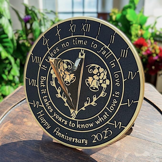 Anniversary Sundial Gift for Any Wedding Anniversary in 2025 - What Love is - Recycled Metal Home Decor Or Garden Present Idea - Handmade in UK for Him, Her Parents Or Couples Celebration