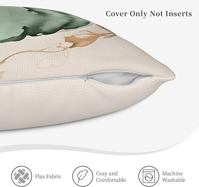 Fall Pumpkin Pillow Covers 18x18 inch Set of 4, Linen Autumn Outdoor Thankful Blessed Harvest Floral Farmhouse Decorations for Sofa Couch