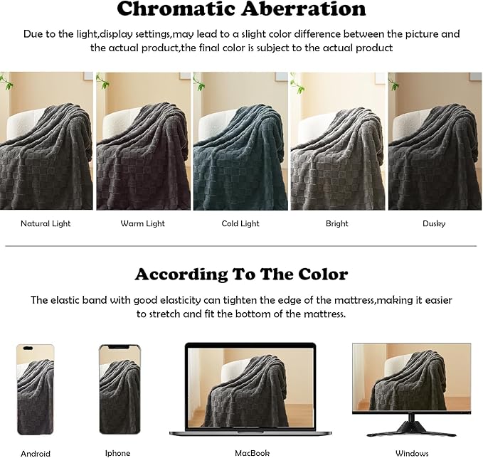 NEWCOSPLAY Super Soft Queen Blanket Dark Grey Premium Silky Flannel Fleece 3D Checkered Lightweight Bed Blanket All Season Use (Dark Grey Checkered, Queen(90"x90"))