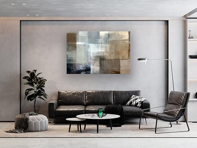 Baisuart A61269 Canvas Prints Abstract Wall Art Print Paintings Grey and Brown Stretched Canvas Wooden Framed for Living Room Bedroom and Office Home Decor Artwork XLarge 24x36inch