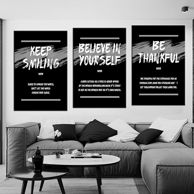 3 Pieces Inspirational Canvas Wall Art Picture Print Wall Decor Motivational Quotes Poster Painting Wall Decor Artwork for Modern Hone Living Room Workplace Office Ready to Hang [72''Wx 36''H]