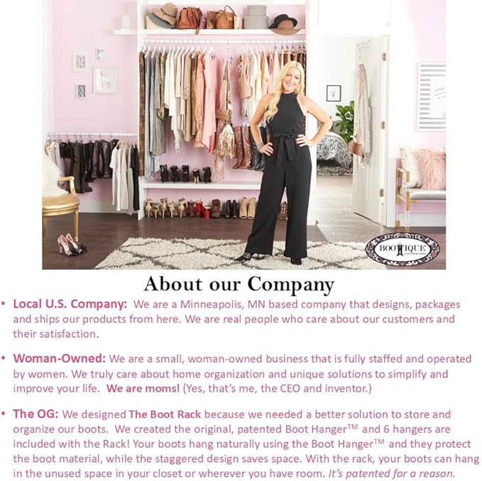 Boottique Boot Organizer: The Boot Rack- Fits in Most Closets- Hangs, Holds, Shapes, & Protects every size and style of Boots (Boot Rack with 6 Gold Hangers)