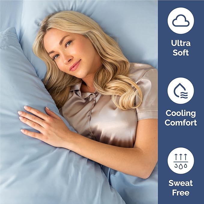 Twin XL Size 3 Piece Sheet Set - Comfy Breathable & Cooling Bed Sheets Set - Hotel Luxury Bedding for Women, Men, Kids, Teens, Boys & Girls - Deep Pockets, Soft and Wrinkle Free - Oeko-Tex - Sky Blue