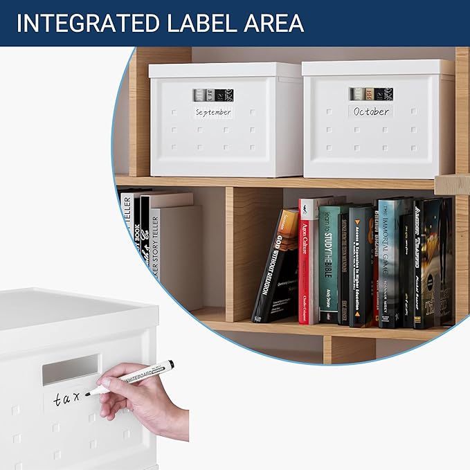 Collapsible Stackable Storage Bins with Lids, 2-Pack, Plastic Storage Boxes for Documents, Clothes, and Toys – Space-Saving & Portable Organizer for Home and Office