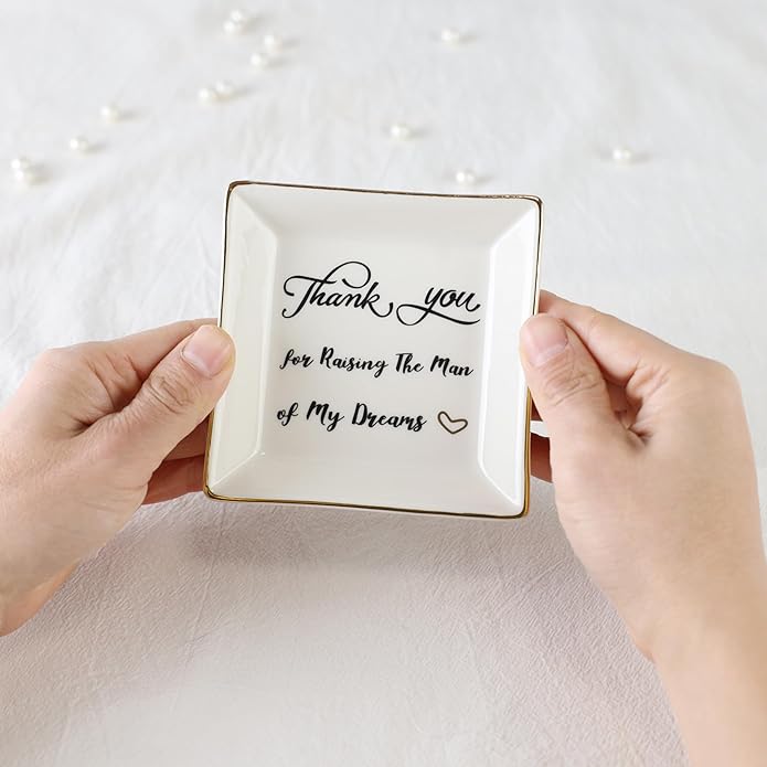 HOME SMILE Ceramic Ring Dish Jewelry Tray for Mom Sister Friends