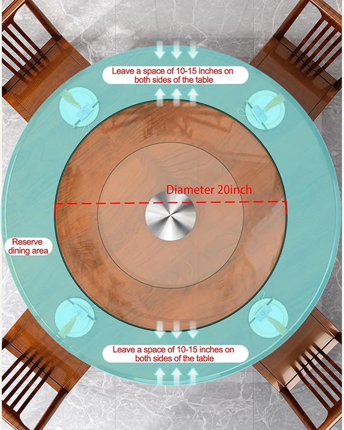 20" Glass Lazy Susan Turntable for Dining Table Large Tabletop Centerpiece Kitchen Rotating Tray Clear Serving Plate Round