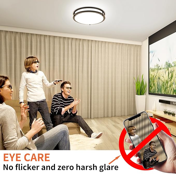 13Inch 36W Ceiling Light Fixtures 2 Packs, 5CCT Flush Mount Ceiling Mount Lights 2700K 3000K 4000K 5000K 6500K, Dimmable Close to Ceiling Lights, LED Ceiling Lights for Bathroom Kitchen Bedroom, Black